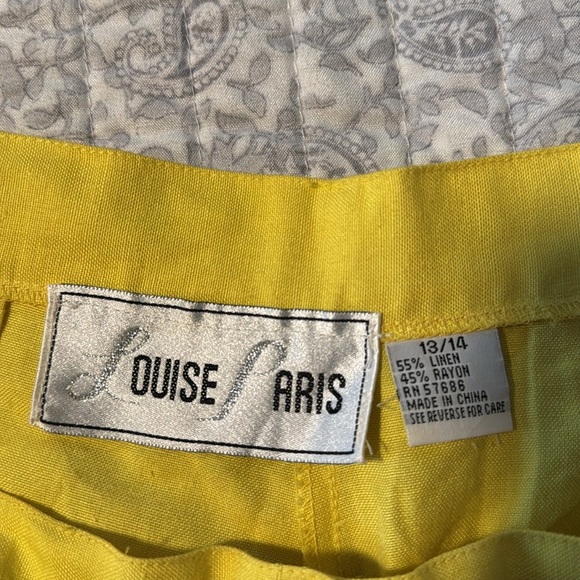 Louise Paris NWT Yellow High Rise Pleated Linen Blend Shorts; size 13/14 - Picture 9 of 9